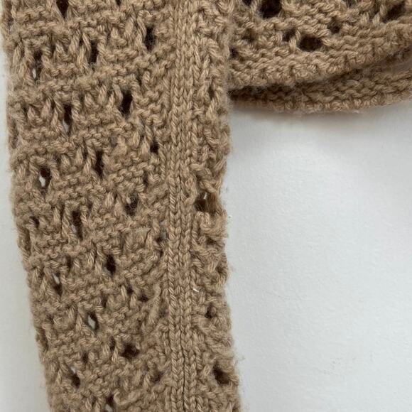 VINCE. Crochet Open Knit Wool Cashmere Luxury Cardigan Amber Light - Medium - Picture 7 of 10